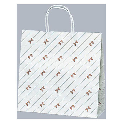 福助工業 紙手提げ袋 ラッピーバッグ No.3 リボンストライプ 00054860 1ケース(300個(50個×6)（直送品）