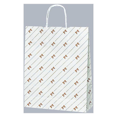 福助工業 紙手提げ袋 ラッピーバッグ No.2 リボンストライプ 00055474 1ケース(200個(50個×4)（直送品）