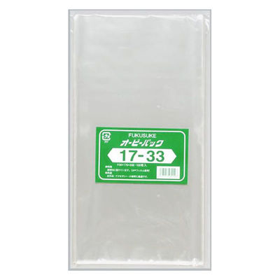 福助工業 テープ無 OPP袋 オーピーパック No.17-33 100枚入 00107459 1ケース(10個(1個×10)（直送品）