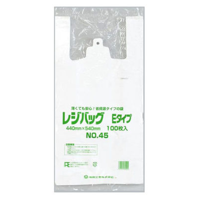 福助工業 レジ袋 レジバッグ 関西 No.45E 00158231 1ケース(1000個(100個×10)（直送品）