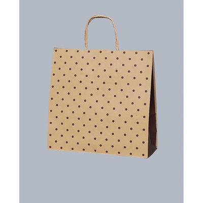 福助工業 紙手提げ袋 ラッピーバッグ No.3 水玉茶 00481679 1ケース(300個(50個×6)（直送品）