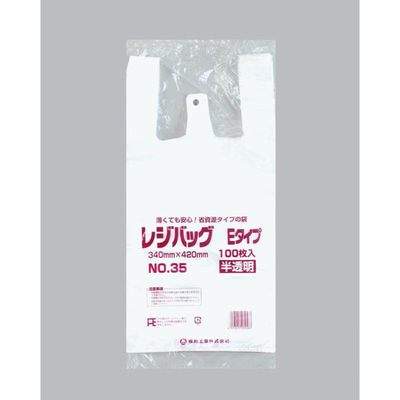 福助工業 レジ袋 レジバッグ 関西 No.35E 半透明 00754206 1ケース(1000個(100個×10)（直送品）