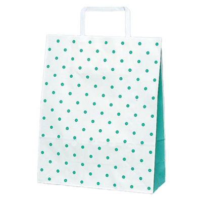 福助工業 紙手提げ袋 ラッピーバッグ No.4 水玉グリーン 00754280 1ケース(300個(50個×6)（直送品）