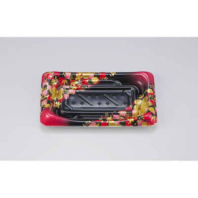 シーピー化成 寿司容器 SFうま皿13 花雅黒赤 本体 0276913008705 1ケース(1500個(50個×30)（直送品）