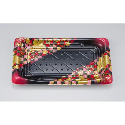 シーピー化成 寿司容器 SFうま皿25 花雅黒赤 本体 0276925008705 1ケース(800個(50個×16)（直送品）