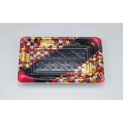 シーピー化成 寿司容器 SFうま皿24 花雅黒赤 本体 0276924008705 1ケース(900個(50個×18)（直送品）