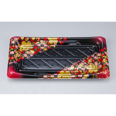 シーピー化成 寿司容器 SFうま皿26 花雅黒赤 本体 0276926008705 1ケース(800個(50個×16)（直送品）