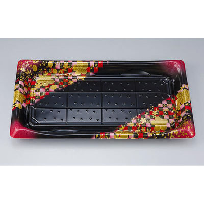 シーピー化成 寿司容器 SFうま皿38 花雅黒赤 本体 0276938008705 1ケース(280個(10個×28)（直送品）