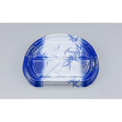 シーピー化成 寿司容器 UFハカマ板半月段3 すず葉青 本体 0597303009805 1ケース(600個(50個×12)（直送品）