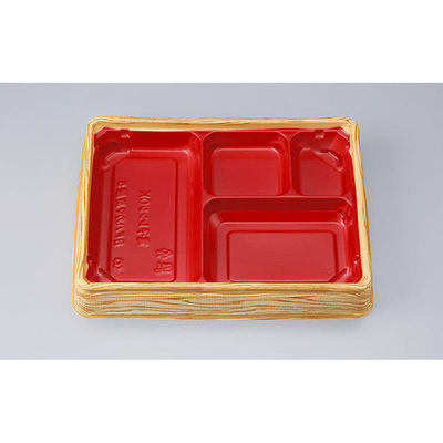 シーピー化成 弁当容器 BFハカマ集膳5 杉板赤 本体(N) 0748205001355 1ケース(600個(50個×12)（直送品）
