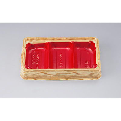 シーピー化成 どんぶり容器 BFハカマ集重27-3 杉板赤 本体(N) 0748327031355 1ケース(800個(50個×16)（直送品）