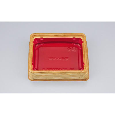 シーピー化成 どんぶり容器 BFハカマ集折8 杉板赤 本体(N) 0748708001355 1ケース(800個(50個×16)（直送品）