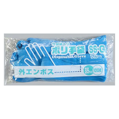福助工業 衛生資材 ポリ手袋外エンボス 外装入 SS-GB 100枚入り 0845175 1ケース(50個(1個×50（直送品）