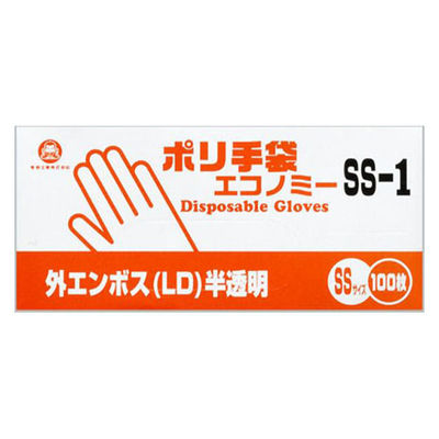 福助工業 衛生資材 ポリ手袋エコノミー SS-1 100枚入り 0845272 1ケース(30個(1個×30)（直送品）