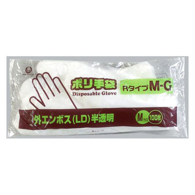 福助工業 衛生資材 ポリ手袋外エンボスRタイプ M-G 100枚入り 0845418 1ケース(50個(1個×50)（直送品）