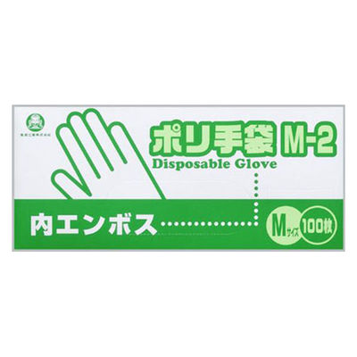 福助工業 衛生資材 ポリ手袋内エンボスタイプ M-2 100枚入り 0854670 1ケース(30個(1個×30)（直送品）