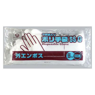 福助工業 衛生資材 ポリ手袋外エンボスタイプ 外装入 SS-G 100枚入り 0854727 1ケース(50個(1個×50（直送品）