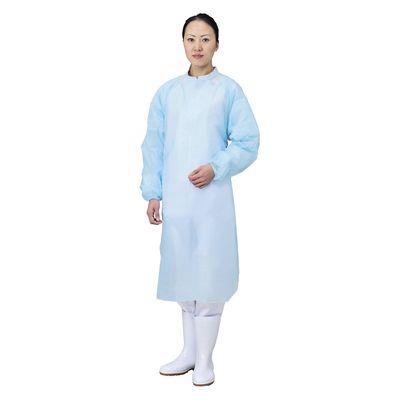 エブノ エブケア袖付エプロン(長袖タイプ)M 24345700 6080(ブルー)20マイ 1箱(20入x12箱)（直送品）