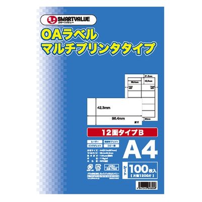 ジョインテックス スマートバリュー OAマルチラベルB 12面100枚×5冊 A236J-5 1箱（直送品）