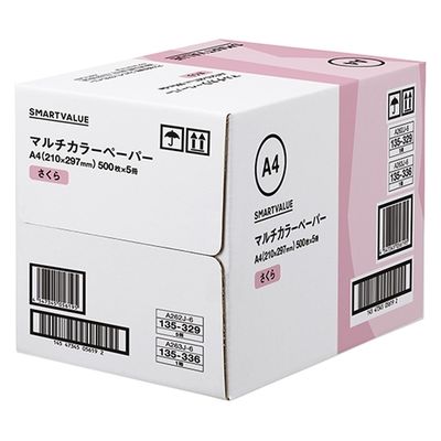 ジョインテックス スマートバリュー カラーペーパーA4 さくら 2500枚 A263J-6 1箱（直送品）