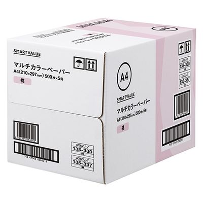 ジョインテックス スマートバリュー カラーペーパーA4 桃 2500枚 A263J-7 1箱（直送品）
