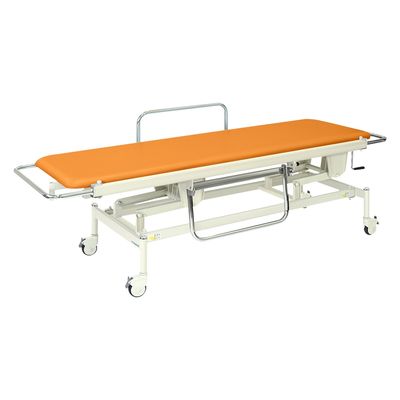 【軒先渡し】高田ベッド 手動昇降式ストレッチャー100背上げなし 24319400ビニルレザーオレンジ TB-625(60X200X48-86) 1台（直送品）