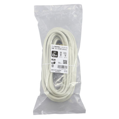 DXアンテナ テレビアンテナケーブル 8m F字プラグL字プラグ 2K 4K 8K対応 ホワイト EC-4W8FLWH(H) 1個（直送品）
