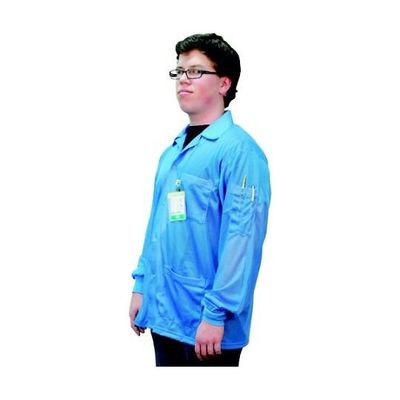 DESCO JAPAN スモック ジャケット ニット袖口 青 L 73760 1着 65-2530-82（直送品）