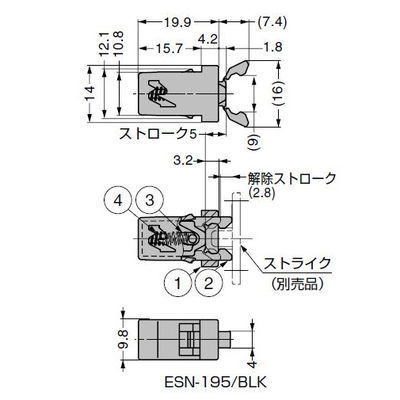 スガツネ工業 プッシュラッチワンタッチ取付 ESNー195/BLK ESN-195/BLK