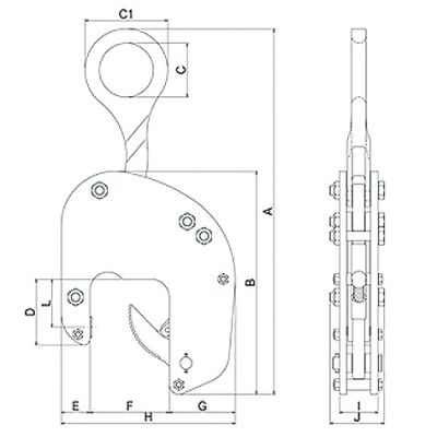 三木ネツレン ネツレン V-25N型竪吊クランプ 1TON 30-50MM広口型 V-25N-1TON-50 1台（直送品） - アスクル