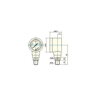 フロン工業 フッソ樹脂ベローズ圧力計 0-0.1MPa R3/8オス F-2189-01 1 