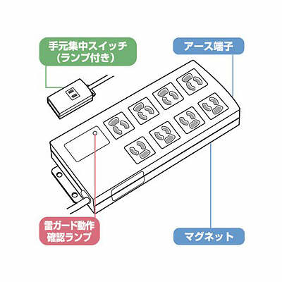 サンワサプライ ノイズフィルタタップ 2m TAP-3804NFN（直送品