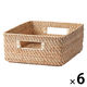 無印良品 重なるラタン角型バスケット 中 （Ｖ）約幅３５×奥行３６×高さ１６ｃｍ 1セット（1個×6） 良品計画