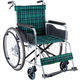 マキテック エコノミー車いすEW-20 緑チェック EW-20GN 自走用 アルミ製 介助ブレーキ付き
