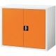 Ceha　深型スチール収納庫　両開き　2段　上置き用　オレンジ×ホワイト　幅880mm　奥行500mm　高さ730mm　1台　（取寄品）