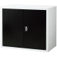 Ceha　深型スチール収納庫　両開き　2段　上置き用　ブラック×ホワイト　幅880mm　奥行500mm　高さ730mm　1台　（取寄品）