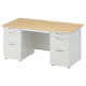 プラス 組立式スチールOAデスクシステム 両袖机 ホワイトメープル 幅1400×奥行700×高さ700mm RY-147D-33 WM/WH 1台（ （取寄品）