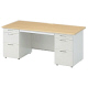 プラス 組立式スチールOAデスクシステム 両袖机 ホワイトメープル 幅1600×奥行700×高さ700mm RY-167D-33 WM/WH 1台（ （取寄品）