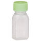 金鵄製作所 小判投薬瓶（30mL）ベーシックキャップ（ライトグリーン） 本体色:透明 凸凹目盛り 刻印目盛り 未滅菌 1袋（100本入）