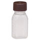 金鵄製作所 小判投薬瓶（30mL）ベーシックキャップ（ブラウン） 本体色:透明 凸凹目盛り 刻印目盛り 未滅菌 1袋（100本入）