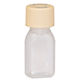 金鵄製作所 小判投薬瓶（30mL）セーフティキャップ 本体色:透明 キャップ色:ベージュ 凸凹目盛り 刻印目盛り 未滅菌 1袋（100本入）