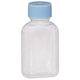 金鵄製作所 小判投薬瓶（60mL）ベーシックキャップ（スカイブルー） 本体色:透明 凸凹目盛り 刻印目盛り 未滅菌 1袋（100本入）