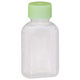 金鵄製作所 小判投薬瓶（60mL）ベーシックキャップ（ライトグリーン） 本体色:透明 凸凹目盛り 刻印目盛り 未滅菌 1袋（100本入）