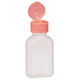 金鵄製作所 小判投薬瓶（60mL）ワンタッチキャップ（ピンク） 本体色:透明 凸凹目盛り 刻印目盛り 未滅菌 1袋（100本入）