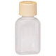 金鵄製作所 小判投薬瓶（60mL）セーフティキャップ 本体色:透明 キャップ色:ベージュ 凸凹目盛り 刻印目盛り 未滅菌 1袋（100本入）