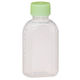 金鵄製作所 小判投薬瓶（100mL）ベーシックキャップ（ライトグリーン） 本体色:透明 凸凹目盛り 刻印目盛り 未滅菌 1袋（100本入）
