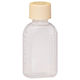 金鵄製作所 小判投薬瓶（100mL）セーフティキャップ 本体色:透明 キャップ色:ベージュ 凸凹目盛り 刻印目盛り 未滅菌 1袋（100本入）