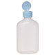 金鵄製作所 小判投薬瓶（200mL）ワンタッチキャップ（スカイブルー） 本体色:透明 凸凹目盛り 刻印目盛り 未滅菌 1袋（100本入）