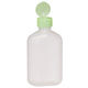 金鵄製作所 小判投薬瓶（200mL）ワンタッチキャップ（ライトグリーン） 本体色:透明 凸凹目盛り 刻印目盛り 未滅菌 1袋（100本入）