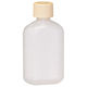 金鵄製作所 小判投薬瓶（200mL）セーフティキャップ 本体色:透明 キャップ色:ベージュ 凸凹目盛り 刻印目盛り 未滅菌 1袋（100本入）